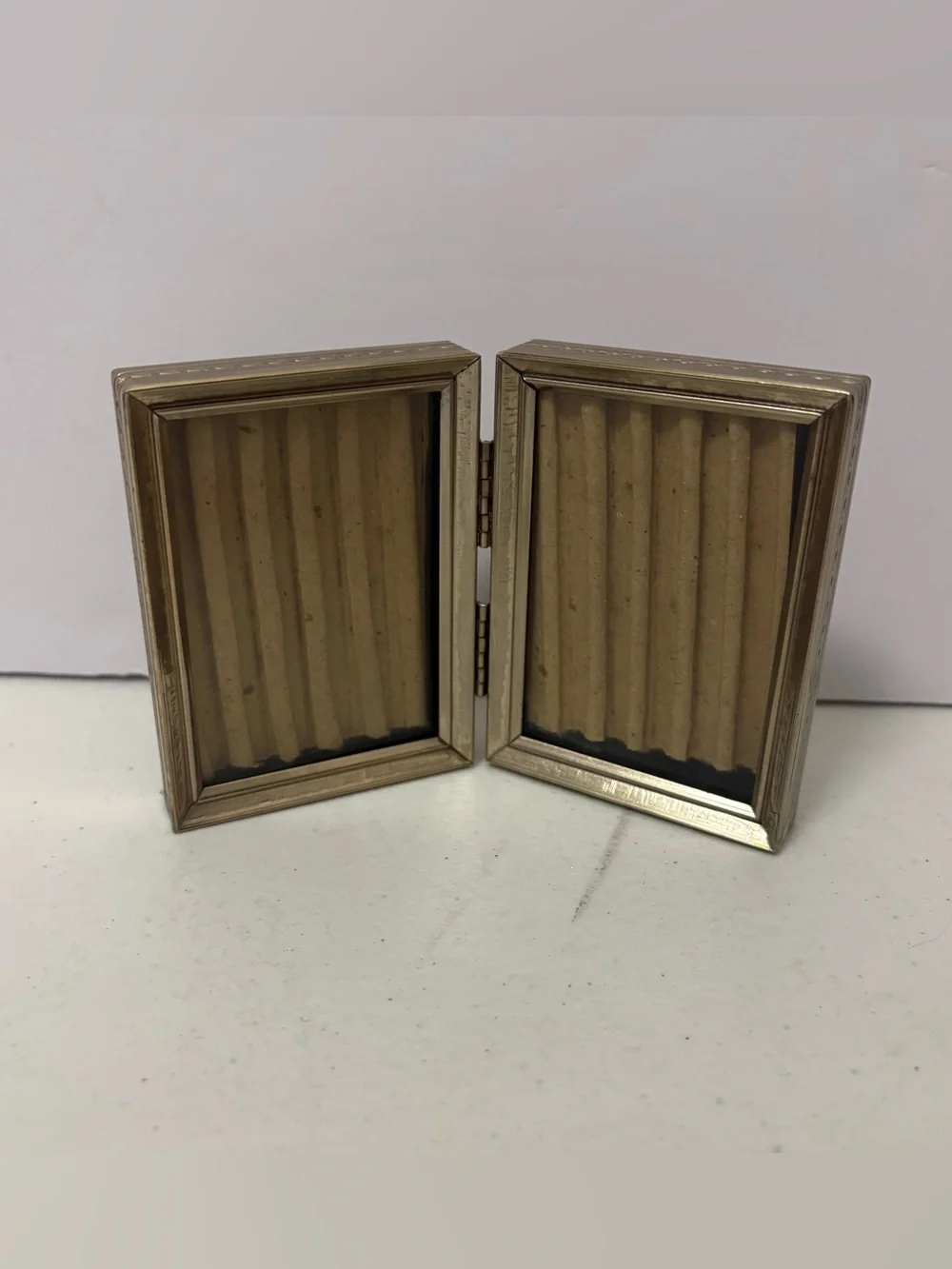 Vintage Bi Fold 3x2 Photo Goldtone Freestanding Two Photo Picture Frame
